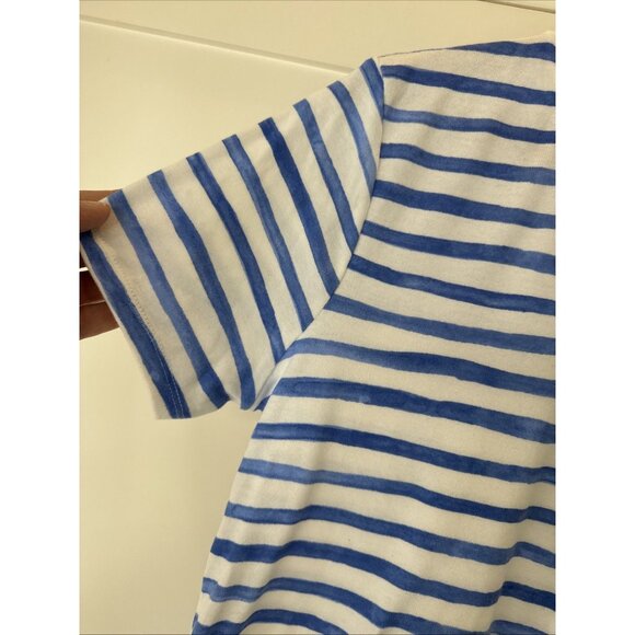 Womens Croft &Barrow V Neck White BLUE Striped Cotton Tee Top Sz M - Picture 5 of 10